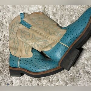 Road Wolf Roper Ostrich Print Pull Cowboy Boots